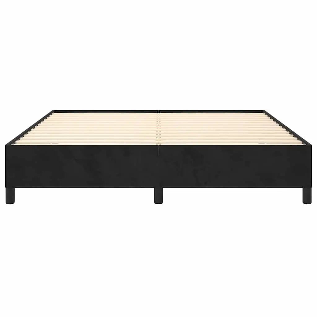 Queen Bed Frame Black Velvet 152x203cm Upholstered Slats