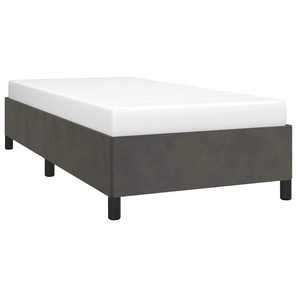 King Single Bed Frame Grey Velvet Upholstered