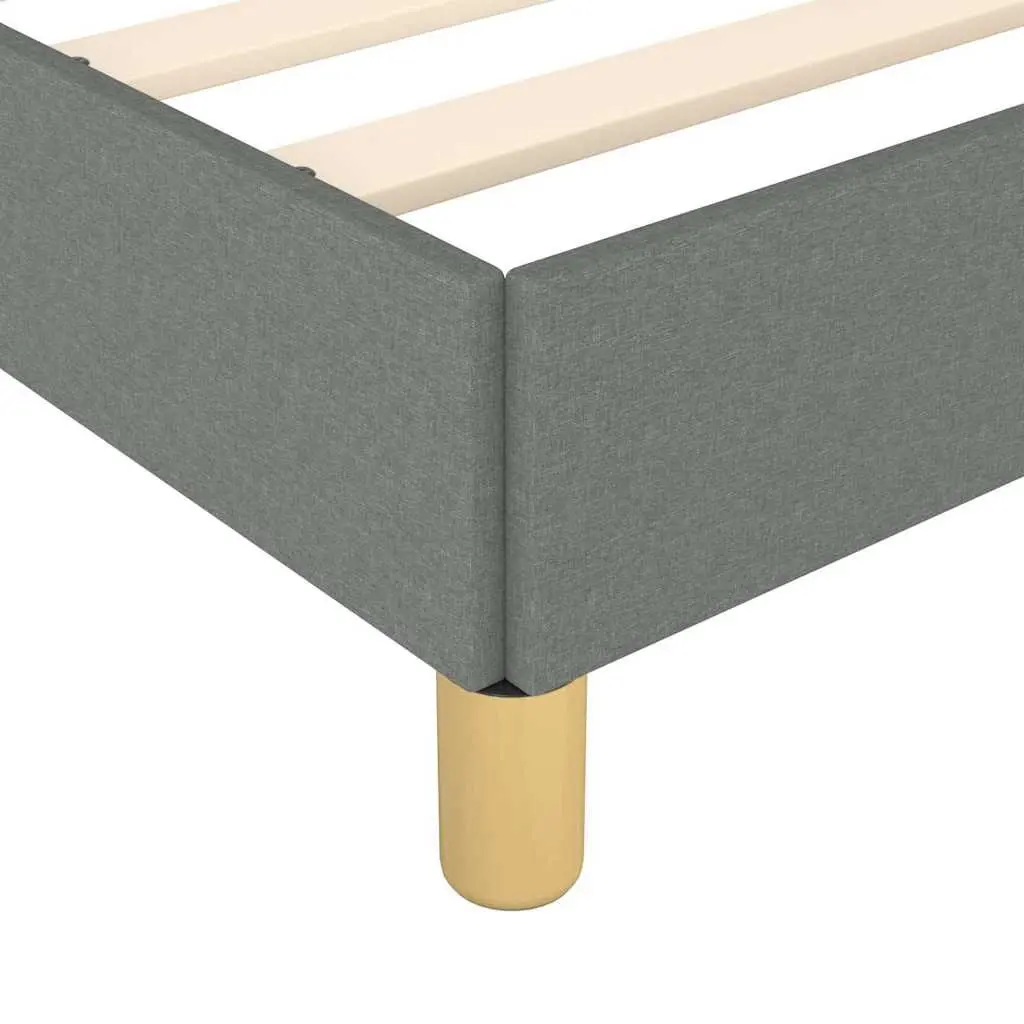 Double Bed Frame Grey Fabric Headboard Slats Bedroom Furniture No Mattress