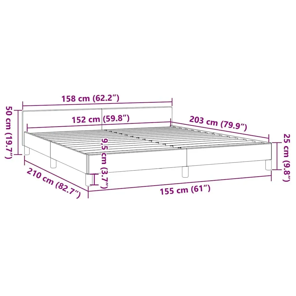Queen Bed Frame Black Fabric Upholstered Bedroom Furniture with Headboard