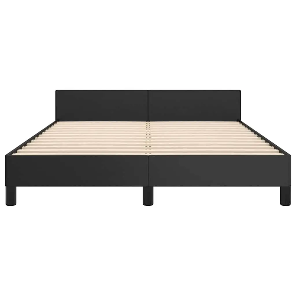 Black Faux Leather Double Bed Frame with Headboard and Slatted Base for Bedroom Furniture