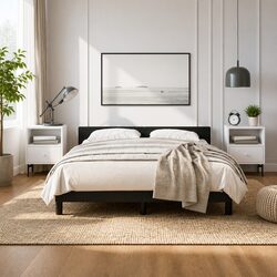 Reliable Black Faux Leather Bed Frame for Comfort