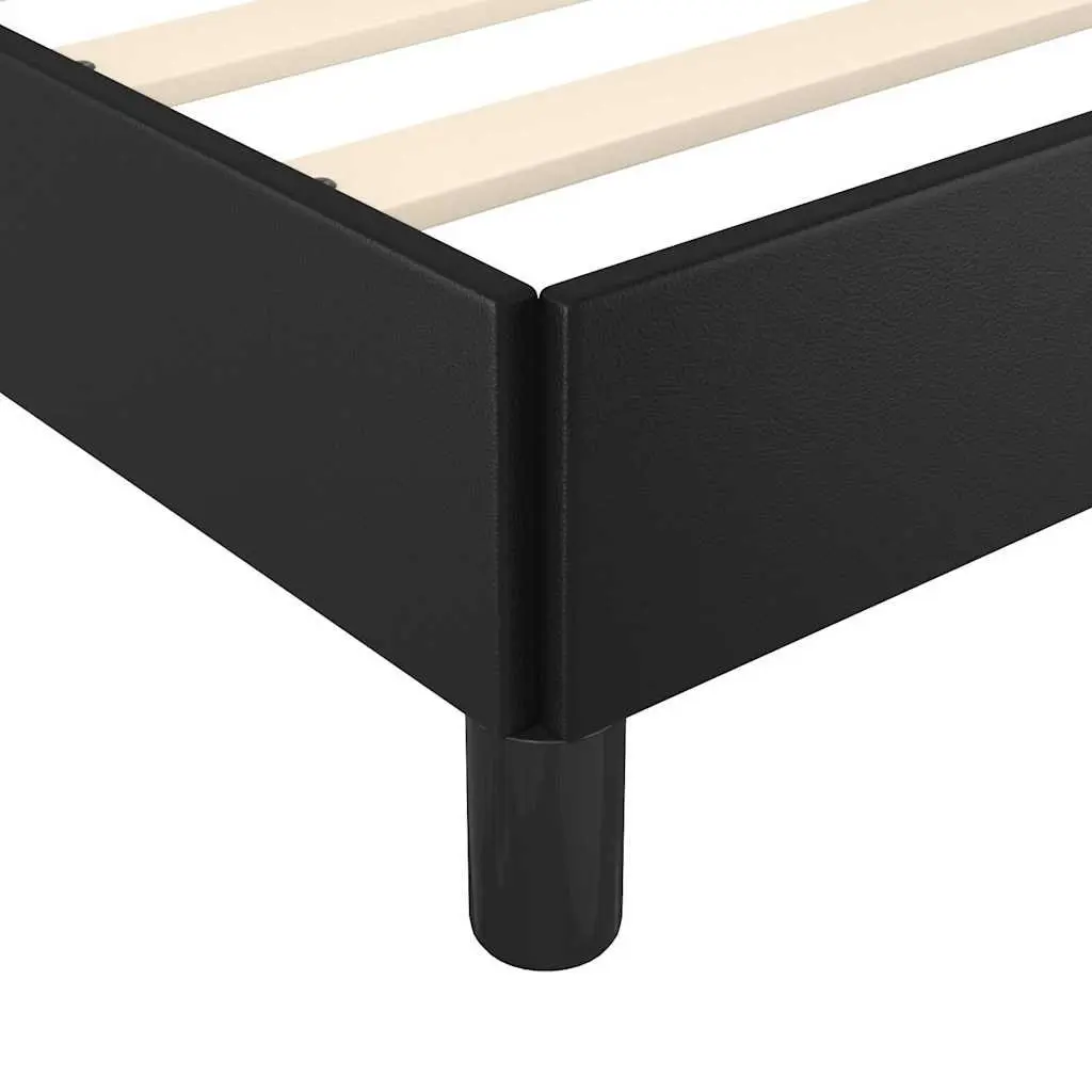 Queen Bed Frame Black Faux Leather Platform Furniture with Headboard