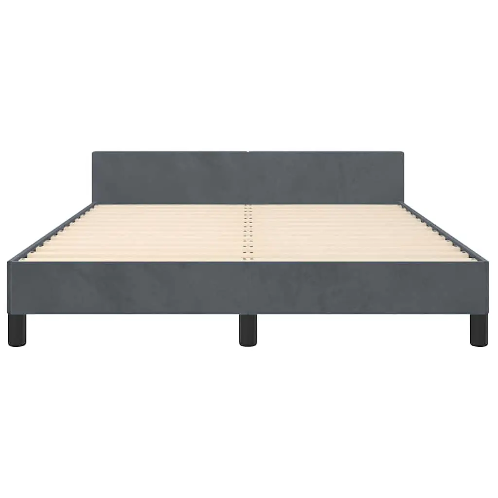 Queen Bed Frame Grey Velvet Upholstered Bedroom Furniture