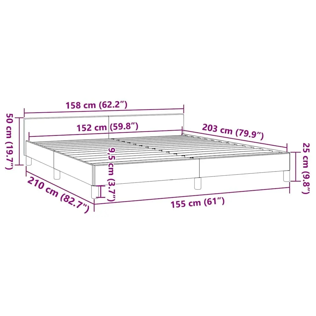 Queen Bed Frame Grey Velvet Upholstered Bedroom Furniture