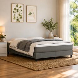 Pocket Spring Bed Mattress Medium-Firm Support Grey Fabric Full Size 137x190cm