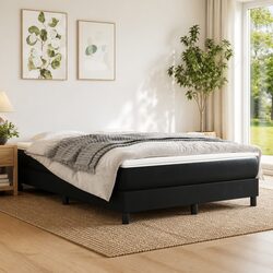 Pocket Spring Bed Mattress Medium Firmness Black Faux Leather Full Size