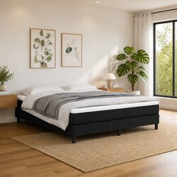 Queen Size Pocket Spring Bed Mattress Medium Firmness Black Fabric 153x203x20cm