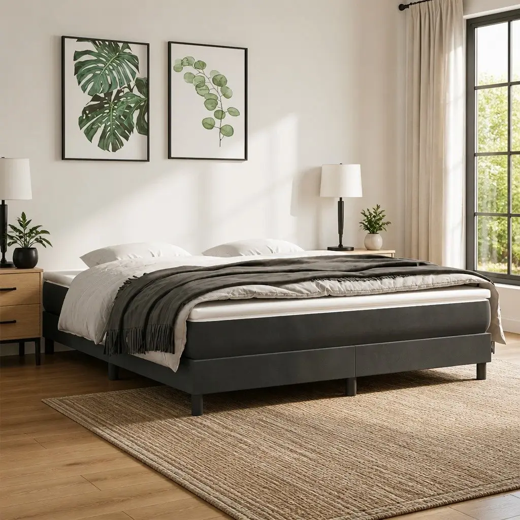 Pocket Spring Bed Mattress Medium Firm Support 152x203x20cm Grey Velvet