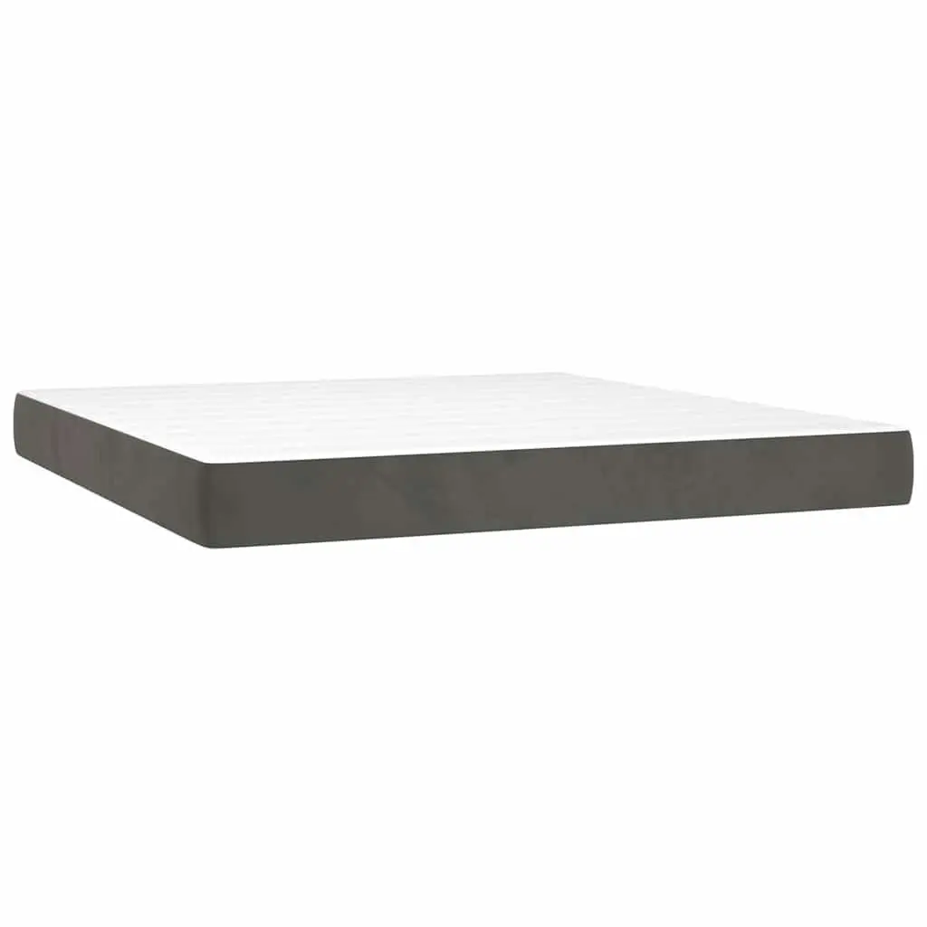 Pocket Spring Bed Mattress Medium Firm Support 152x203x20cm Grey Velvet