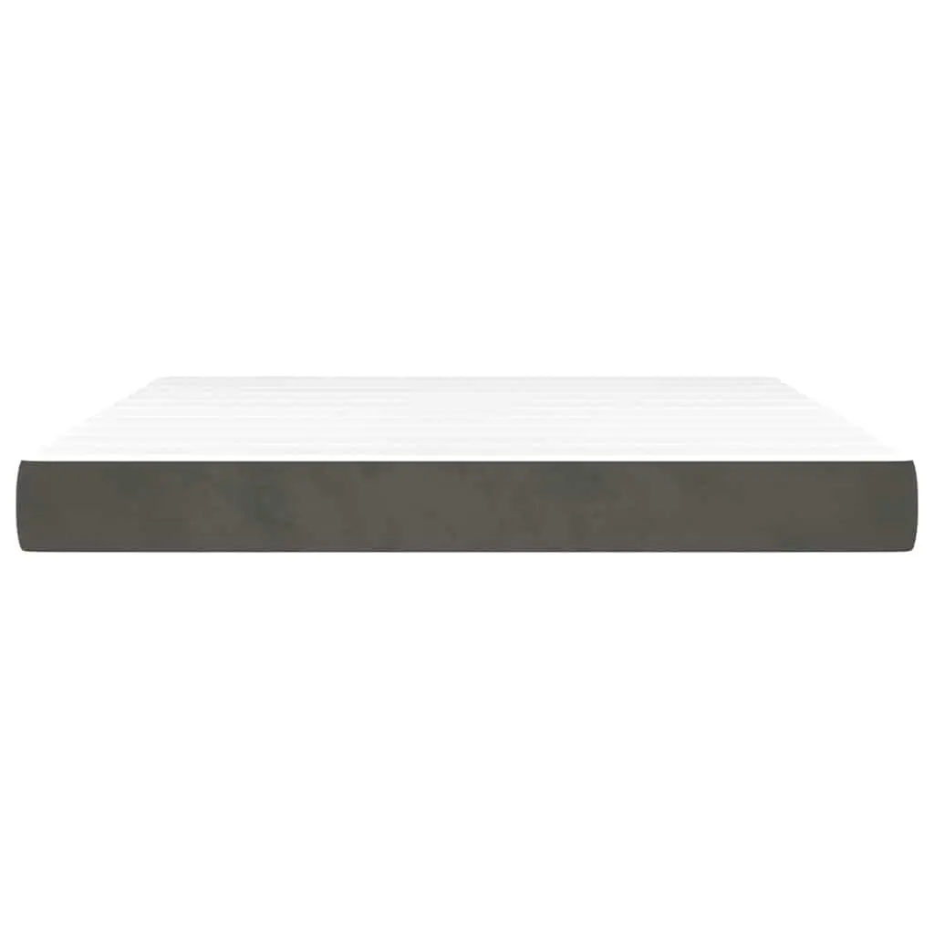 Pocket Spring Bed Mattress Medium Firm Support 152x203x20cm Grey Velvet