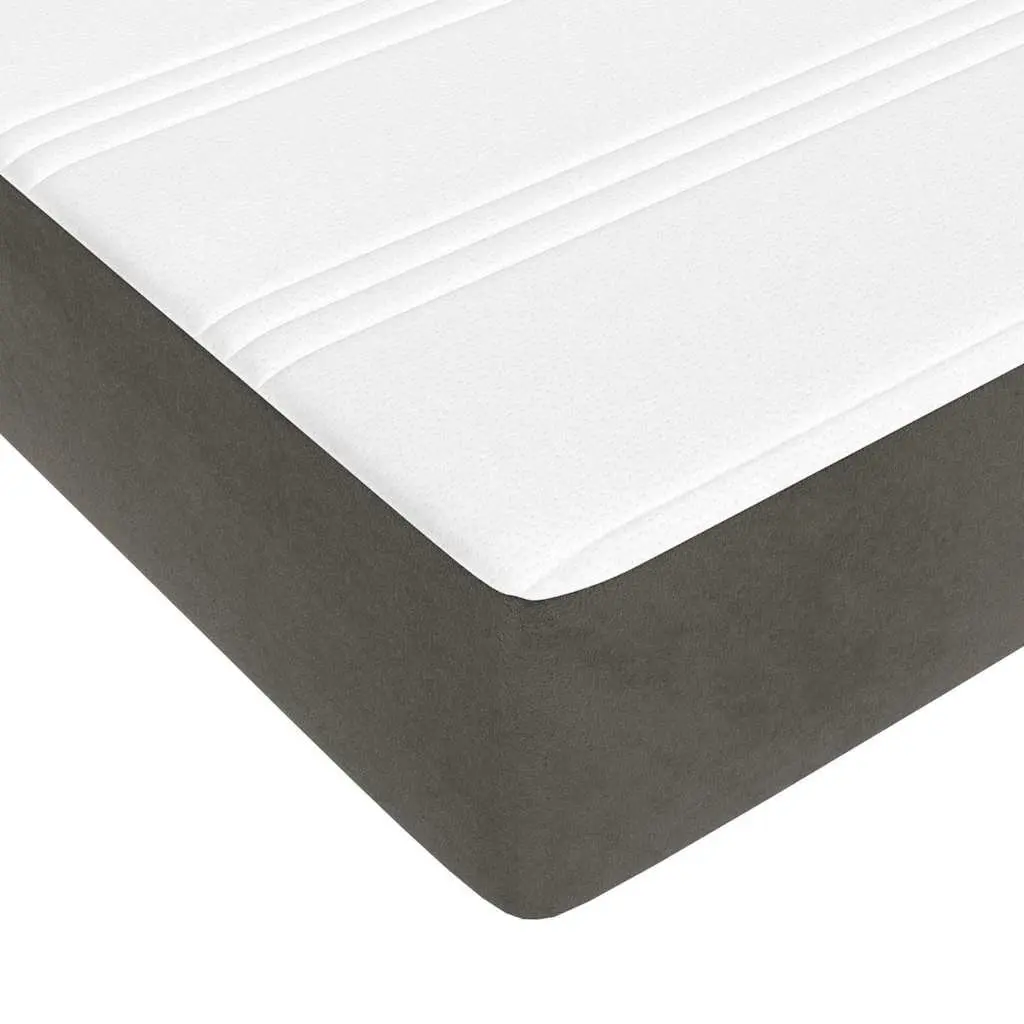Pocket Spring Bed Mattress Medium Firm Support 152x203x20cm Grey Velvet