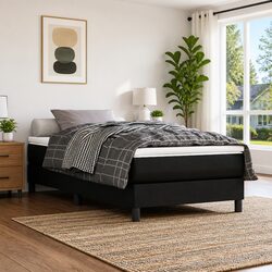 Pocket Spring Bed Mattress Super Single Medium-Firm Support Black Faux Leather