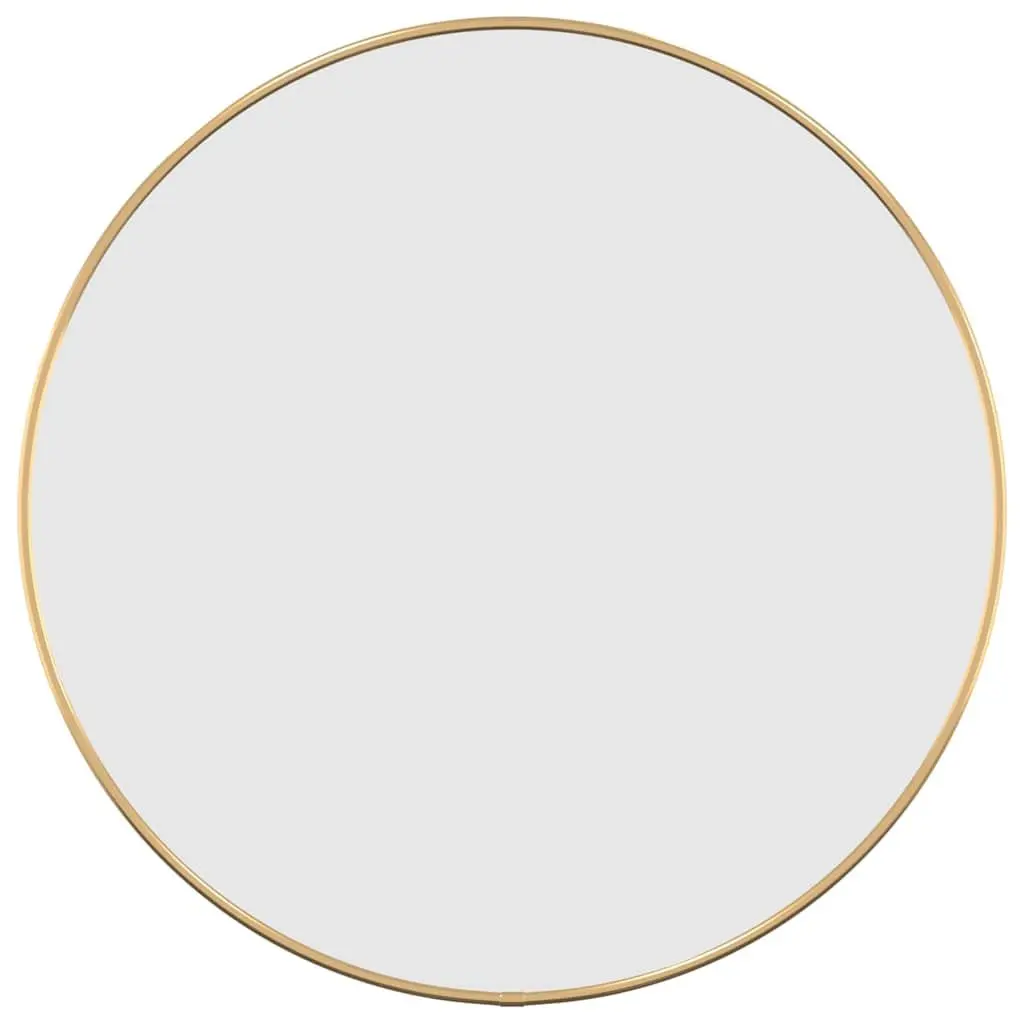 Round Wall Mirror Gold Ø 50 cm Glass PVC Frame Home Decor Mounted