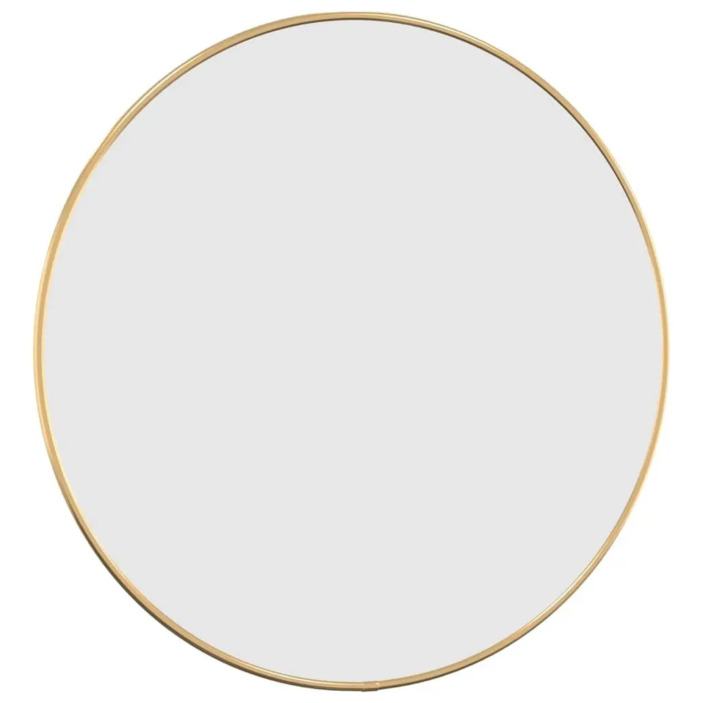 Round Wall Mirror Gold Ø 50 cm Glass PVC Frame Home Decor Mounted