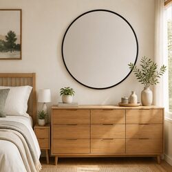 Practical Round Wall Mirror Black Ø 40 cm with Sturdy Design