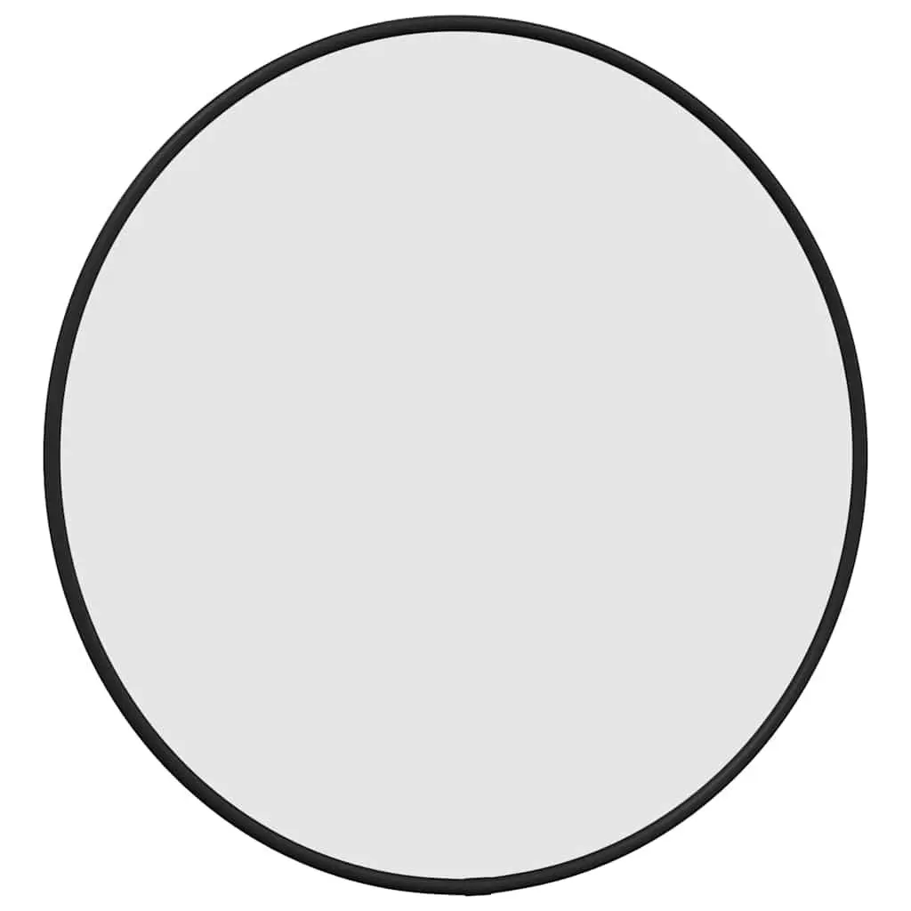Round Wall Mirror Minimalist Ø 40 cm Black Glass PVC Frame