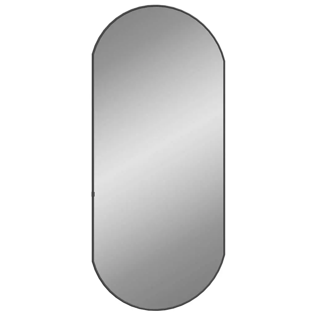 Wall Mirror Oval Glass 90x40 cm Black PVC Frame Vanity Bathroom Bedroom Home