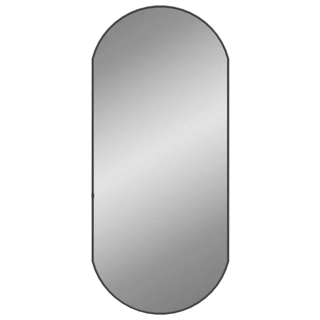 Wall Mirror Oval Glass 90x40 cm Black PVC Frame Vanity Bathroom Bedroom Home
