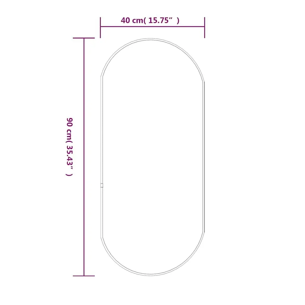 Wall Mirror Oval Glass 90x40 cm Black PVC Frame Vanity Bathroom Bedroom Home