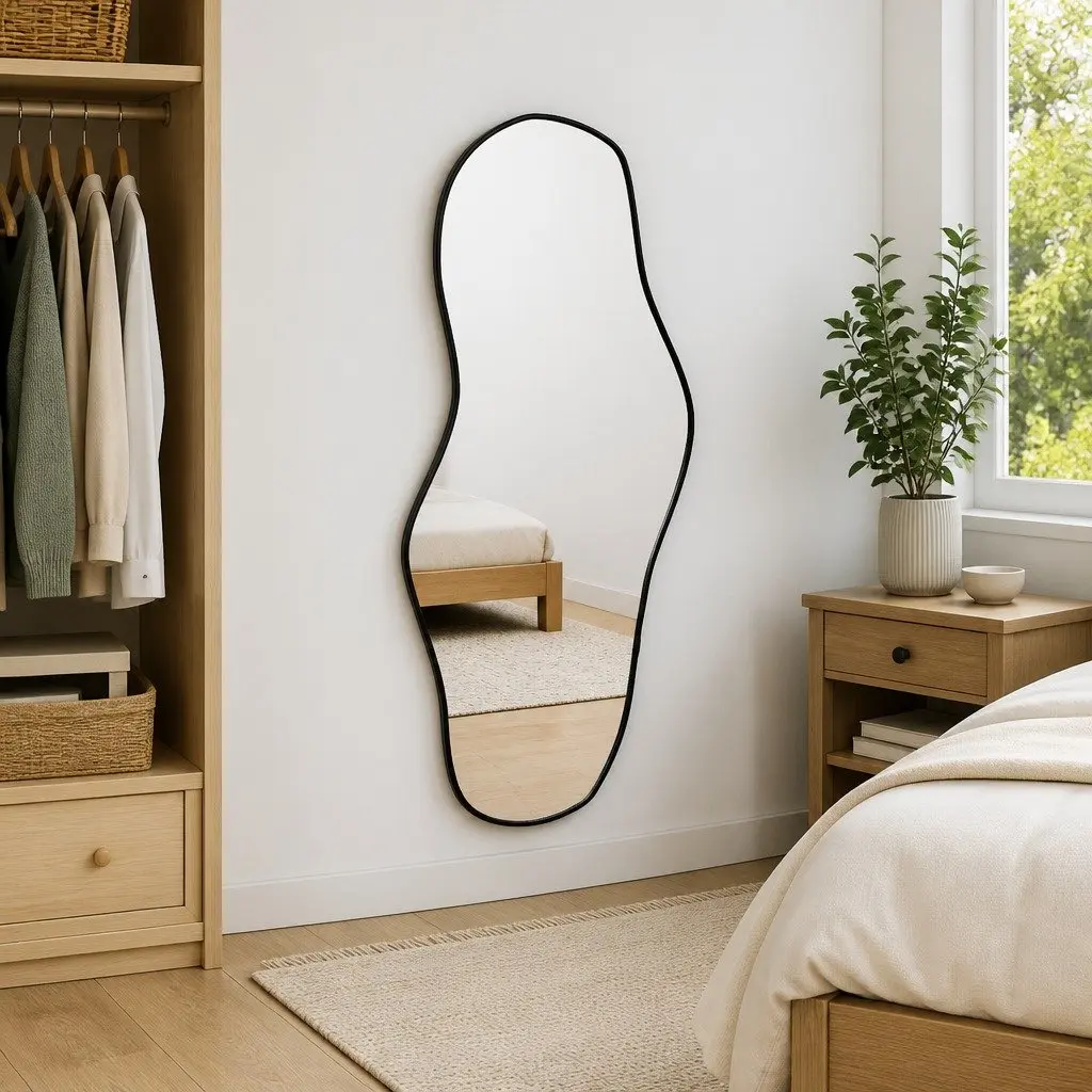 Wall Mirror Black 90x40 cm Glass PVC Frame Vanity Bedroom Bathroom Home Decor