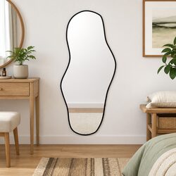 Wall Mirror Black 100x45 cm Minimalist Decor Bedroom Bathroom Vanity Glass