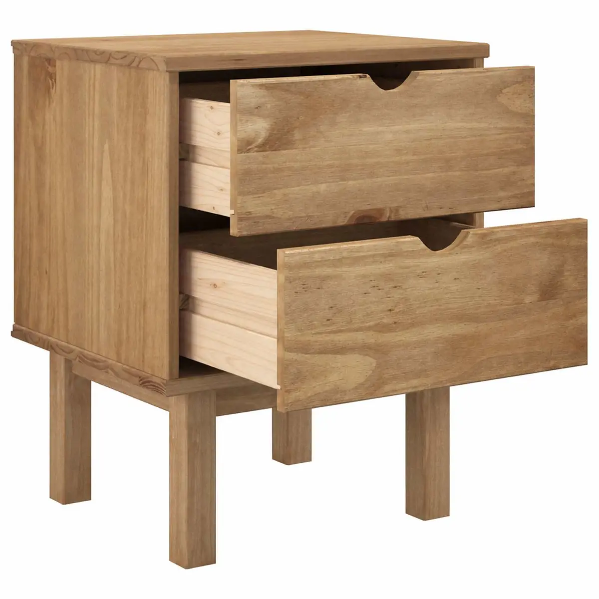 Solid Pine Nightstand with Drawers 45x39x57cm