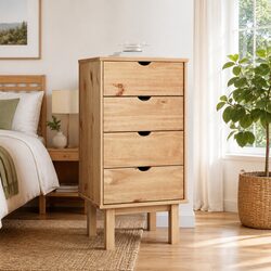 Drawer Cabinet 45x39x90cm Solid Pine Wood Chest Storage Furniture Brown