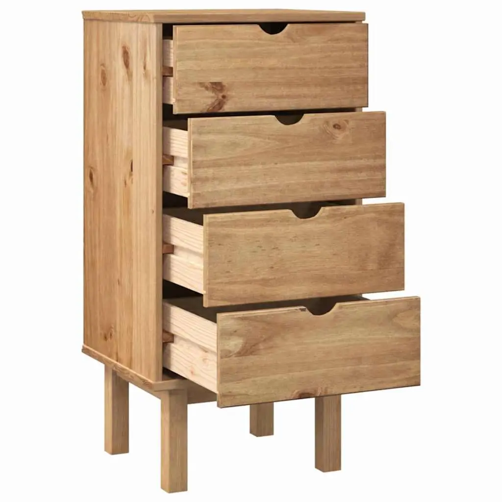 Drawer Cabinet Storage 45x39x90cm Solid Pine Wood 4 Drawer Brown