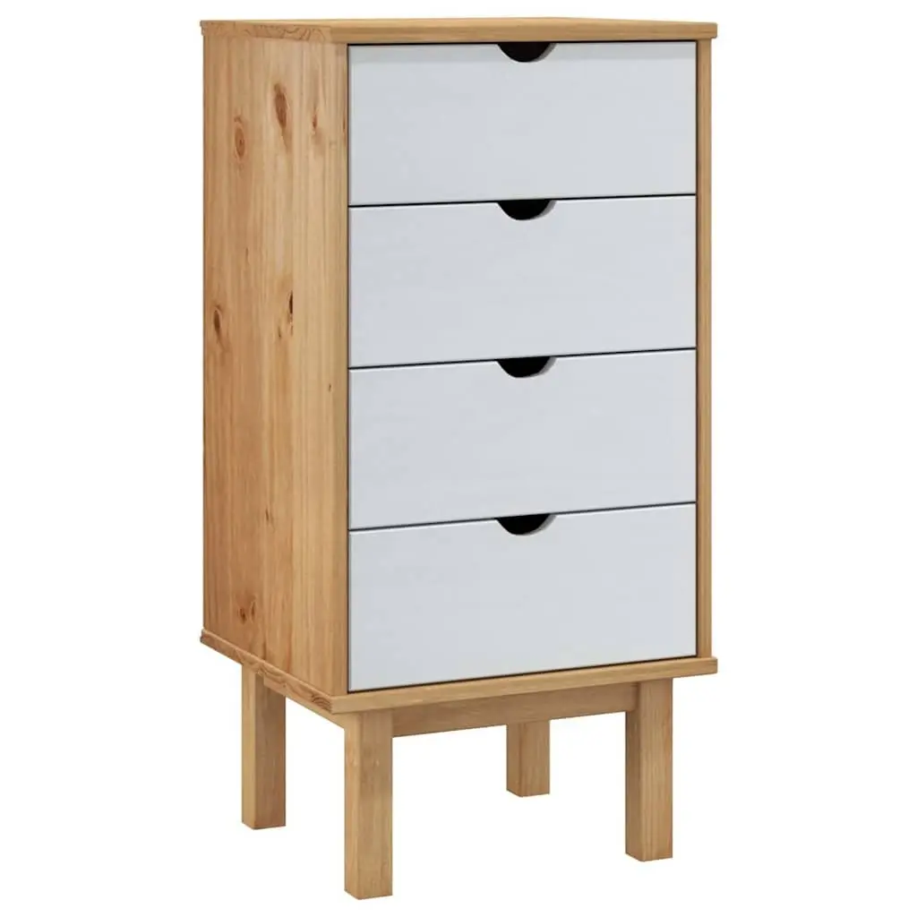 Drawer Cabinet Chest of Drawers 45x39x90cm Solid Pine Wood Brown White 4 Drawer