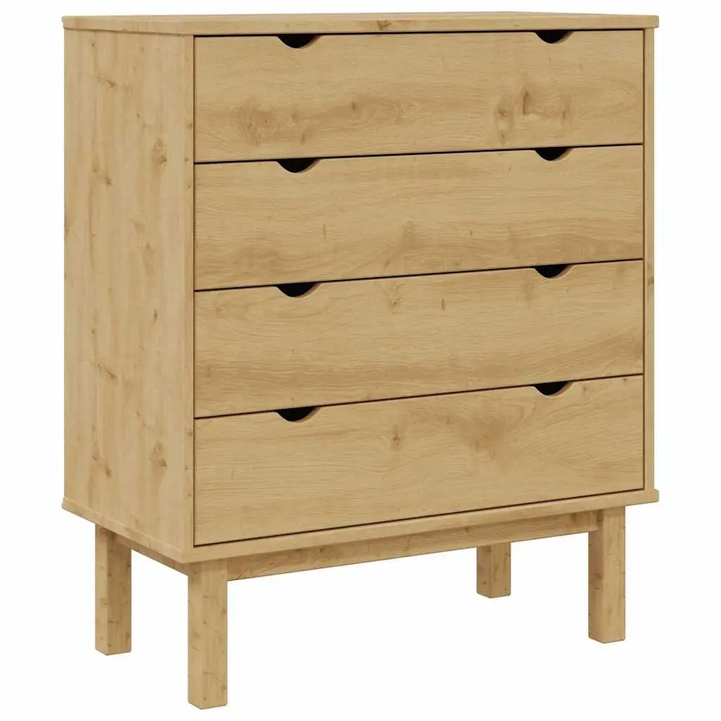 Drawer Cabinet OTTA 4 Drawer Chest Solid Pine Wood Storage Cabinet