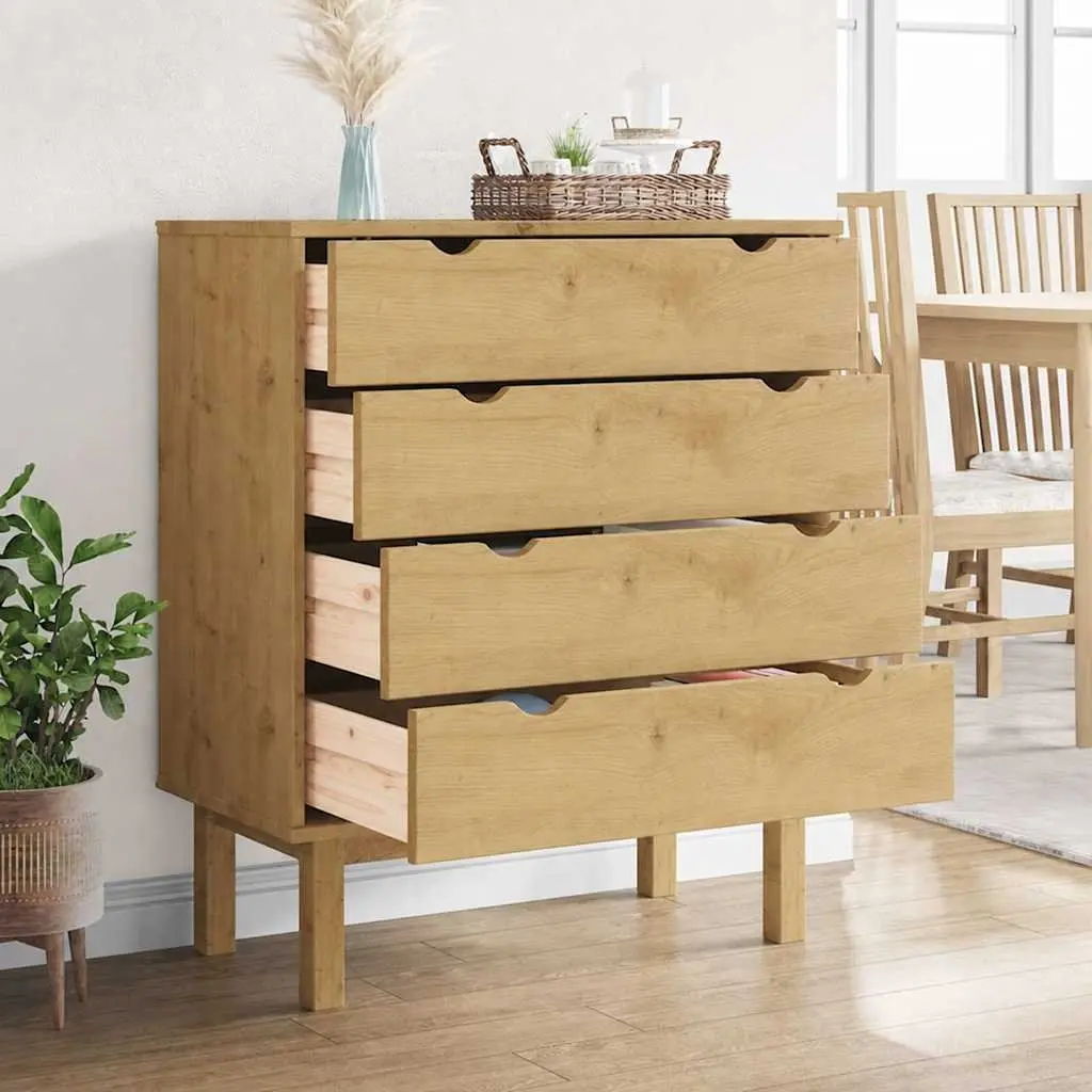 Drawer Cabinet OTTA 4 Drawer Chest Solid Pine Wood Storage Cabinet