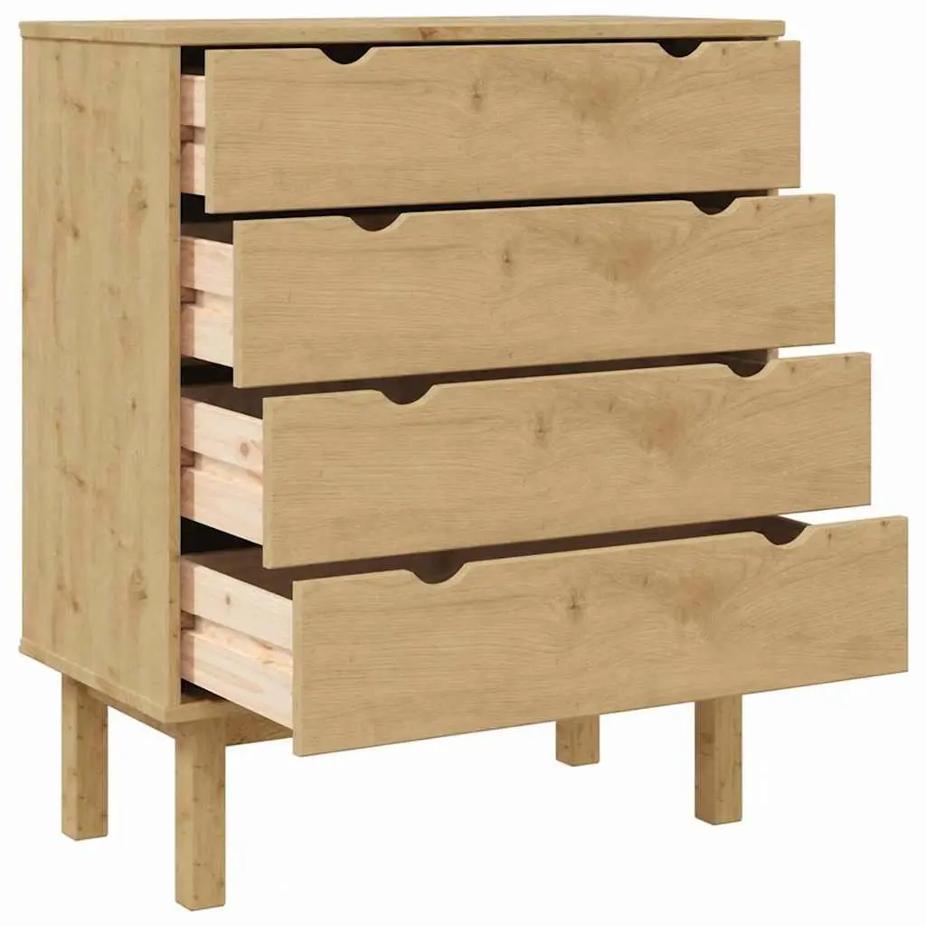 Drawer Cabinet OTTA 4 Drawer Chest Solid Pine Wood Storage Cabinet