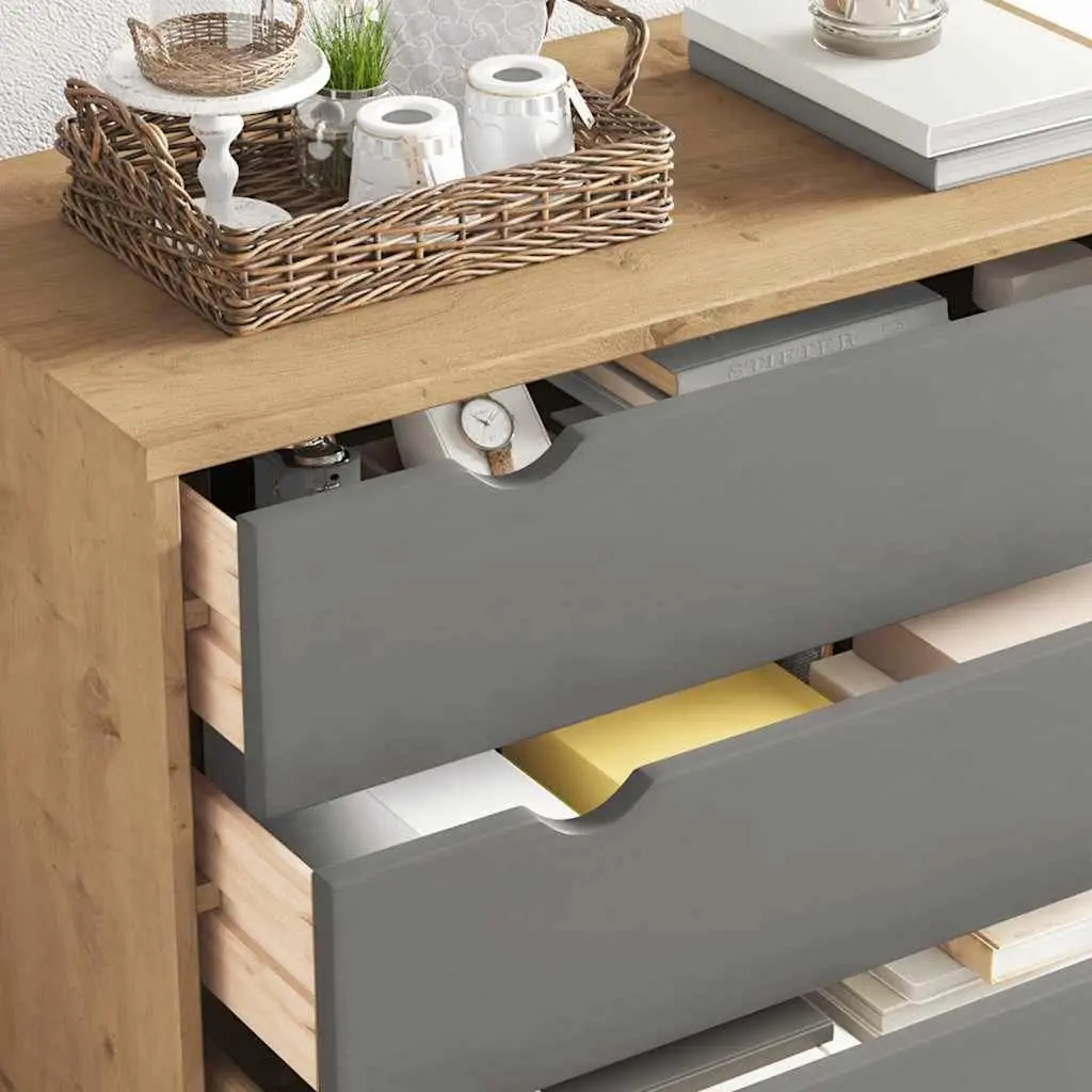 Drawer Cabinet Chest of Drawers Grey Brown Solid Wood Pine Scandinavian Storage