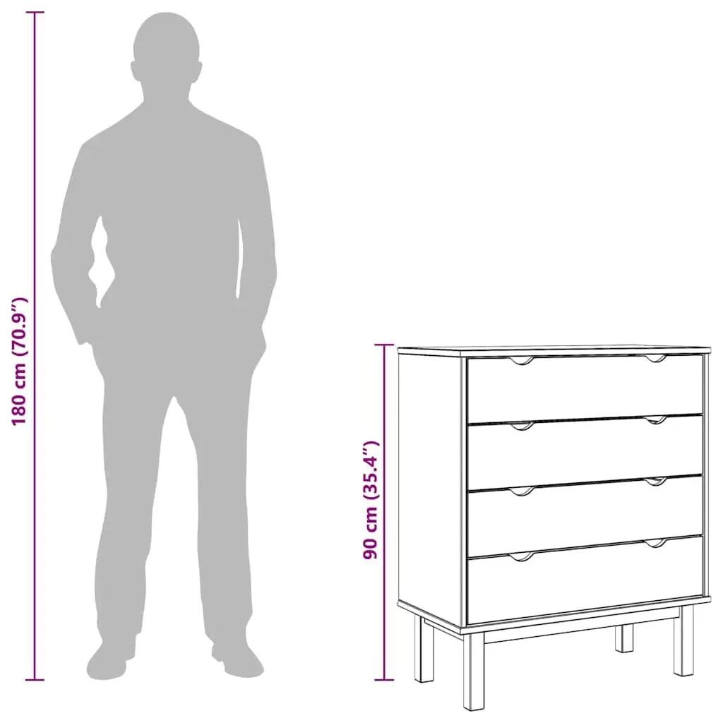 Drawer Cabinet Chest of Drawers Grey Brown Solid Wood Pine Scandinavian Storage