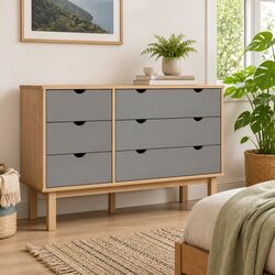 Warm Grey Drawer Cabinet with 6 Drawers for Your Home