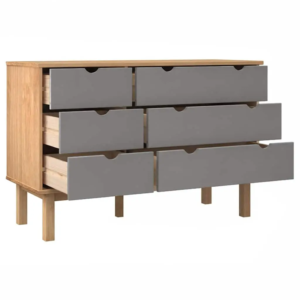 Drawer Cabinet Storage Organizer 6 Drawer Grey Solid Pine Wood