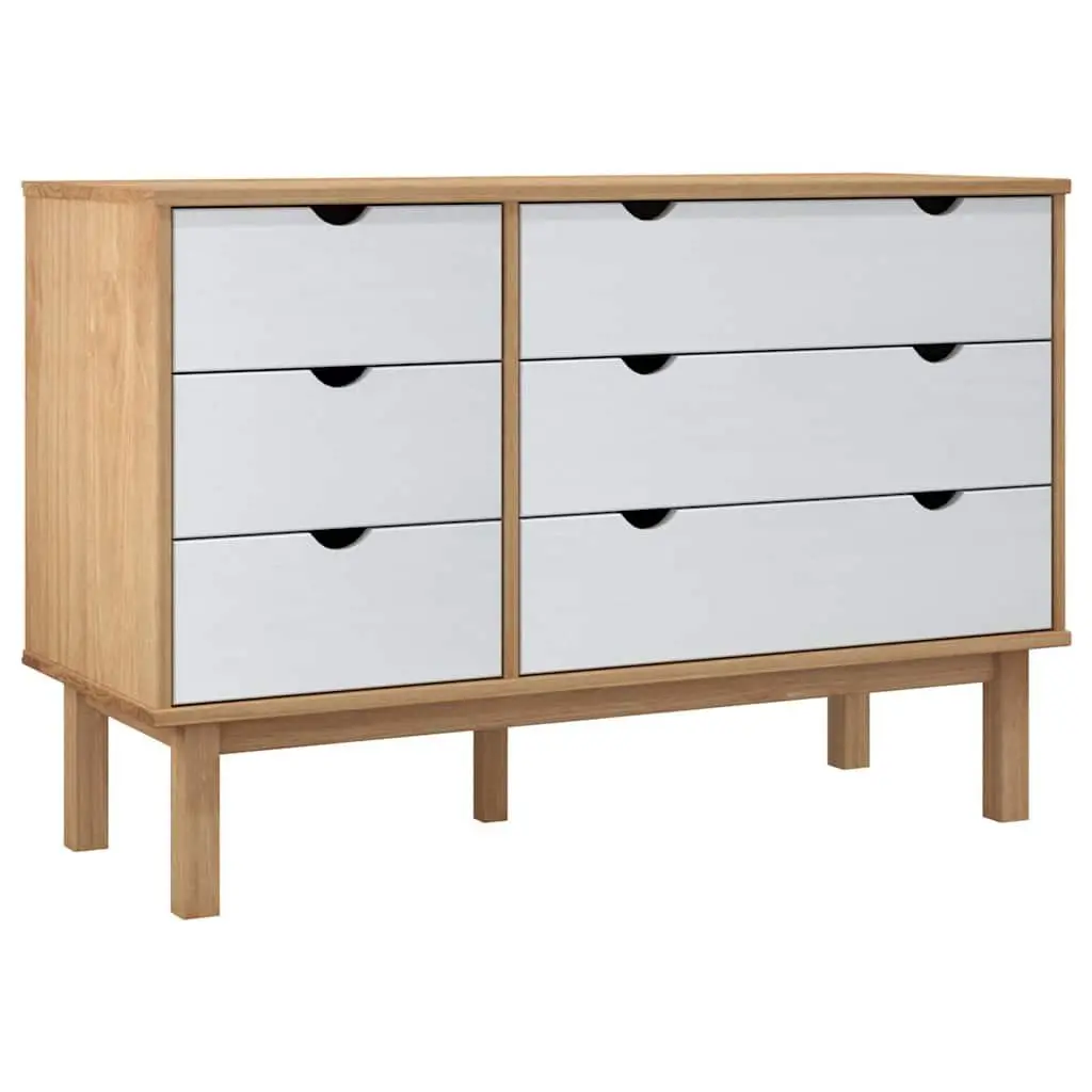Drawer Cabinet 6 Storage Drawers Scandinavian Style White 111 x 43 x 73.5 cm
