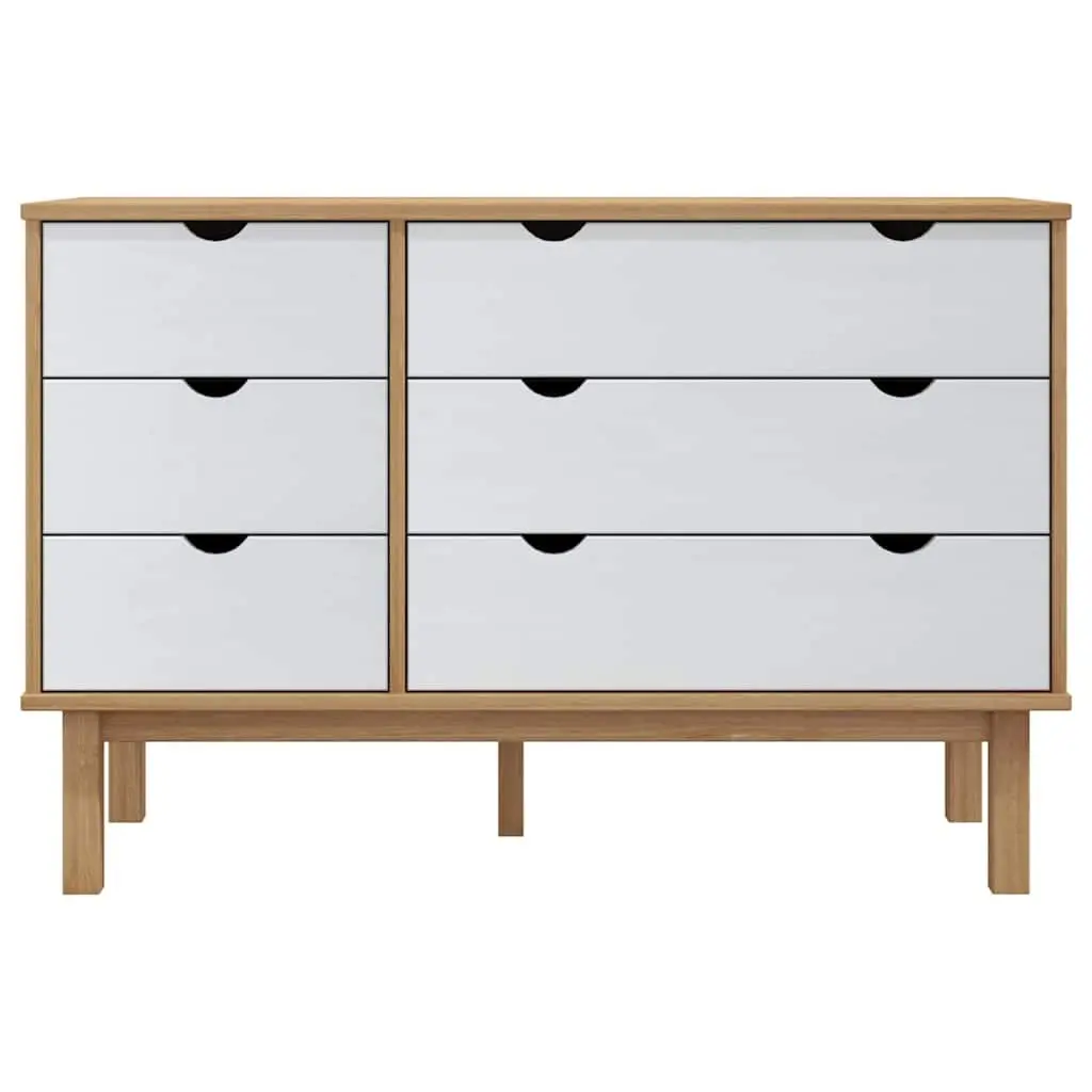 Drawer Cabinet 6 Storage Drawers Scandinavian Style White 111 x 43 x 73.5 cm
