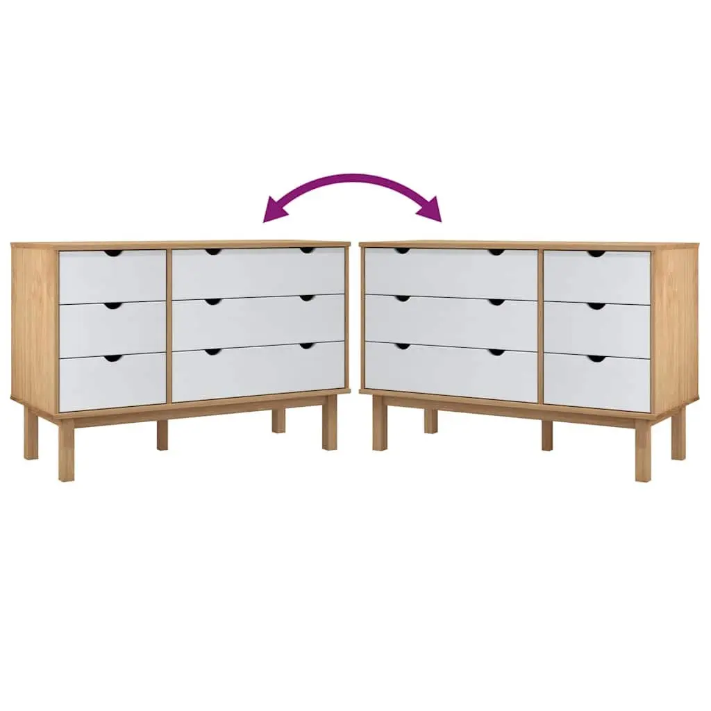 Drawer Cabinet 6 Storage Drawers Scandinavian Style White 111 x 43 x 73.5 cm