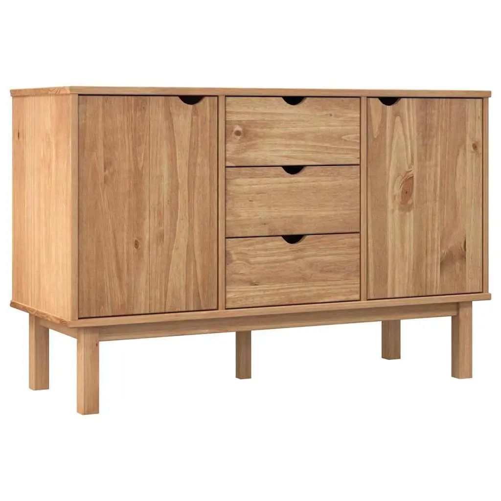 Solid Pine Wood Sideboard Storage 113.5 x 43 x 73 cm Brown