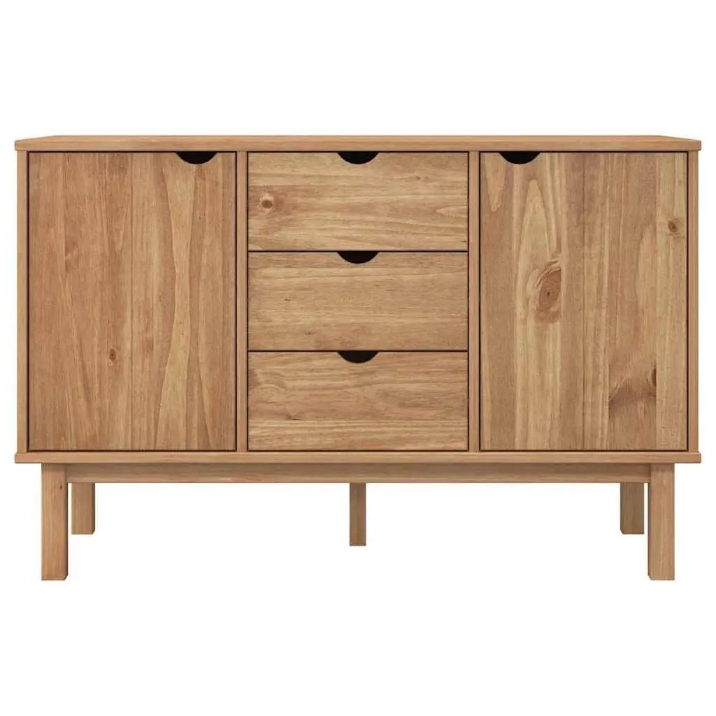 Solid Pine Wood Sideboard Storage 113.5 x 43 x 73 cm Brown