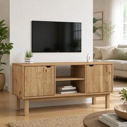 Practical Scandinavian Wooden TV Cabinet with Storage
