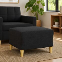Comforting Black Pouf Footstool with Sturdy Build