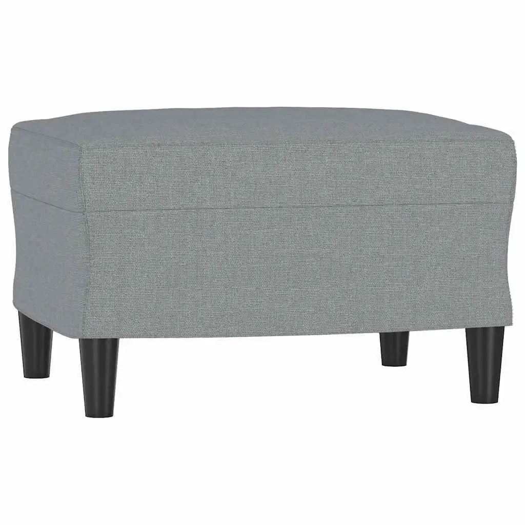 Footstool Light Grey Modern Living Room Ottoman Fabric Rest Seat Furniture