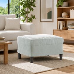 Comfortable Grey Velvet Footstool with Sturdy Build