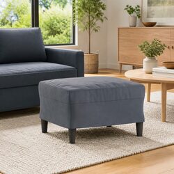 Grey Velvet Footstool with Plywood Frame, 60x50x41cm