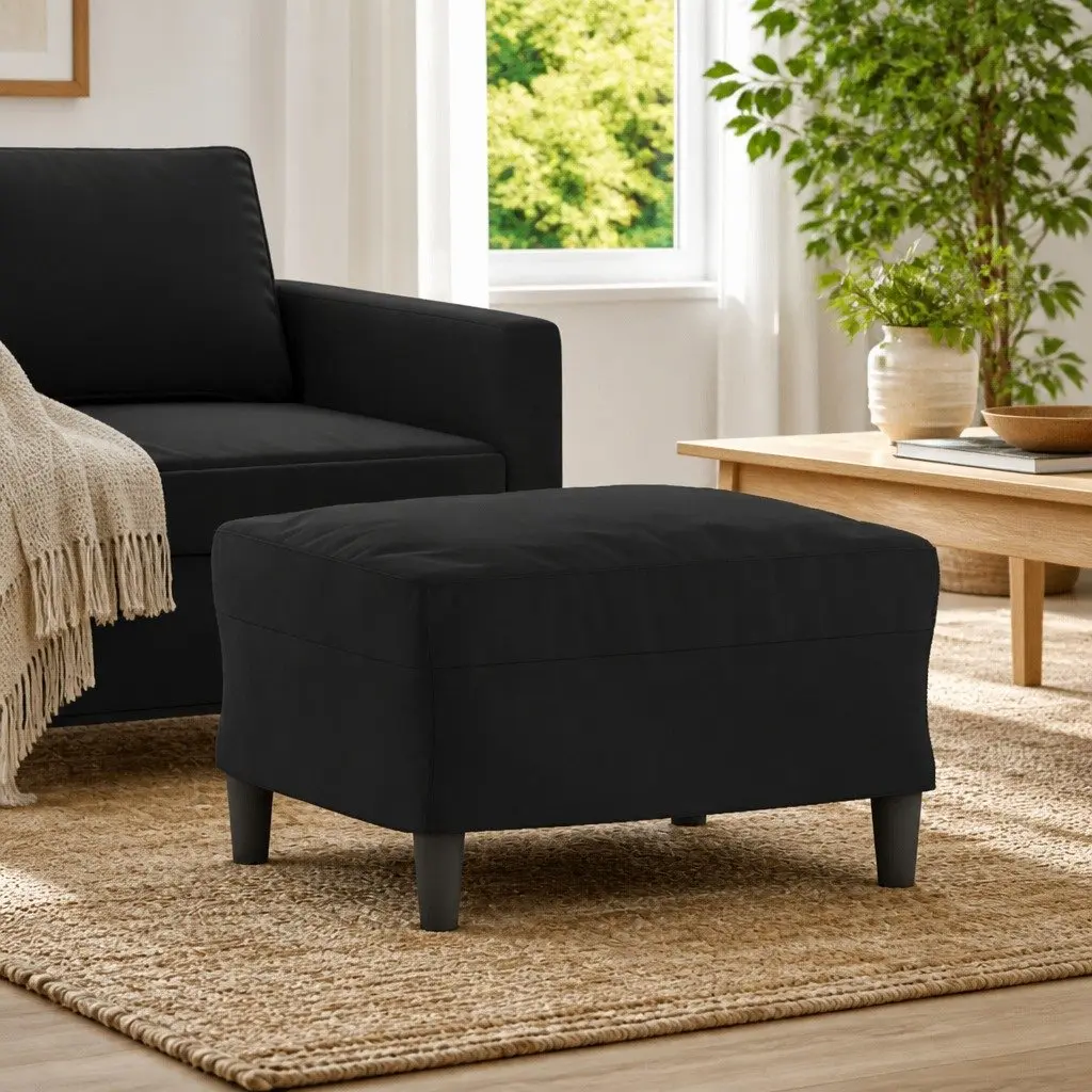 Black Velvet Ottoman Footstool