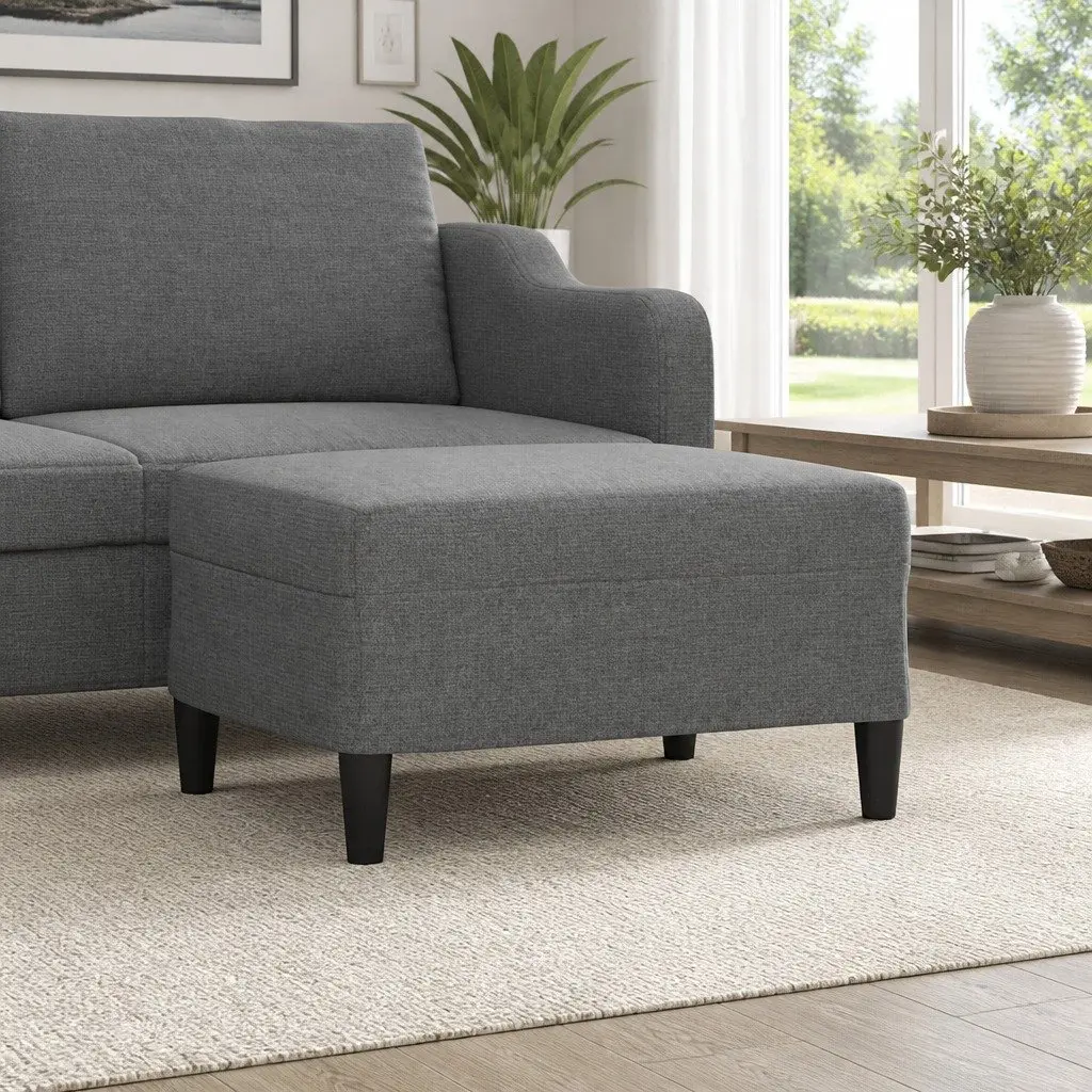 Dark Grey Fabric Footstool
