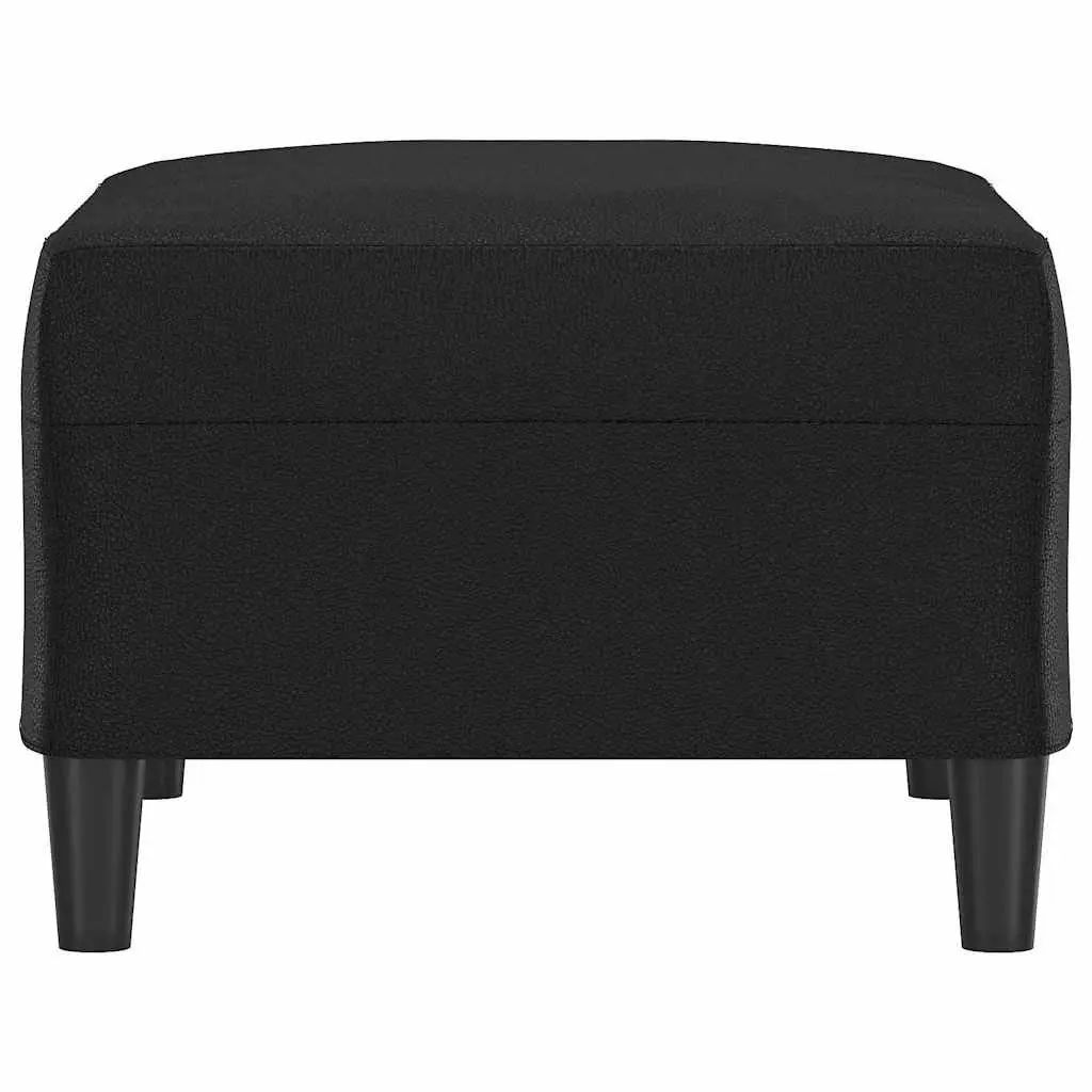 Footstool Rest Stool Compact Size Black Faux Leather